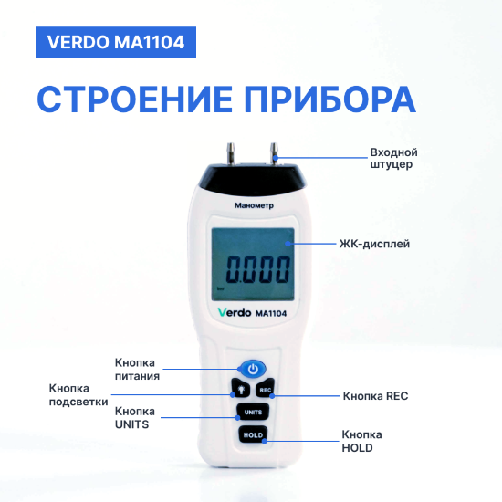Verdo MA1104 Манометр дифференциальный, ±206.8 кПа/±0.3%